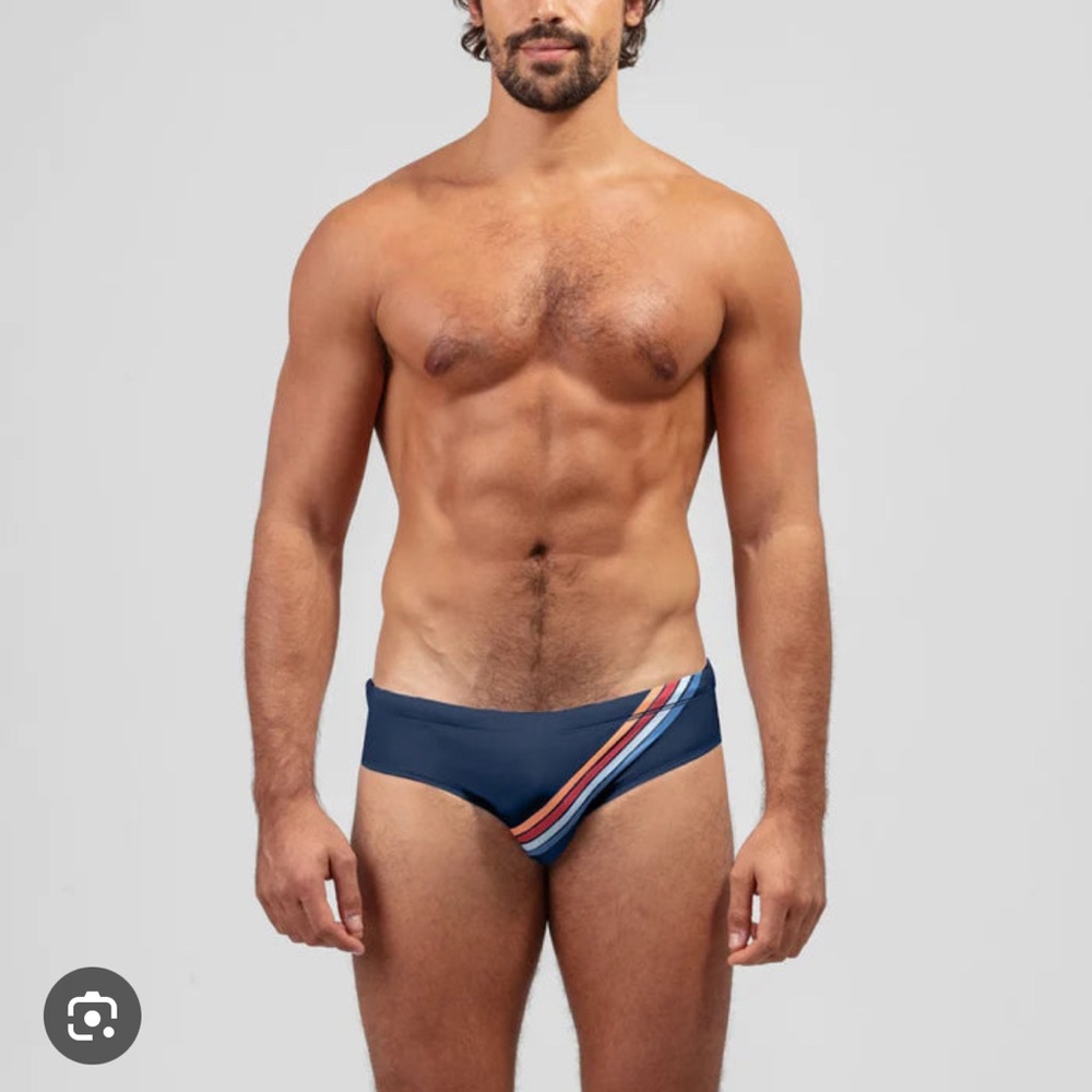 Ron Dorff Swim Briefs Diagonal Stripes In Navy